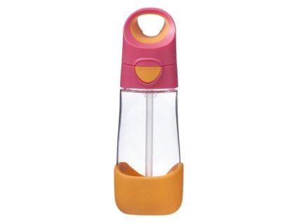 B.BOX fľaša na pitie so slamkou - ružová/oranžová 450 ml