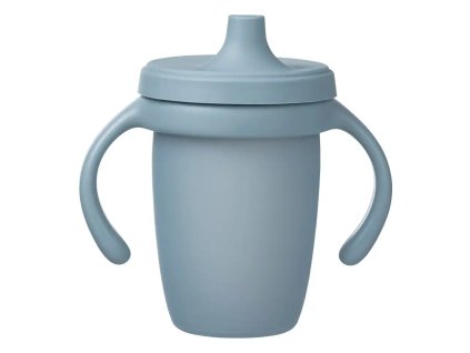 Silikonový hrnček s viečkom 240 ml - modrý