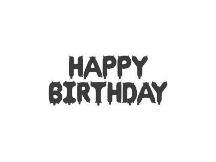foliovy balonovy napis happy birthday cierny