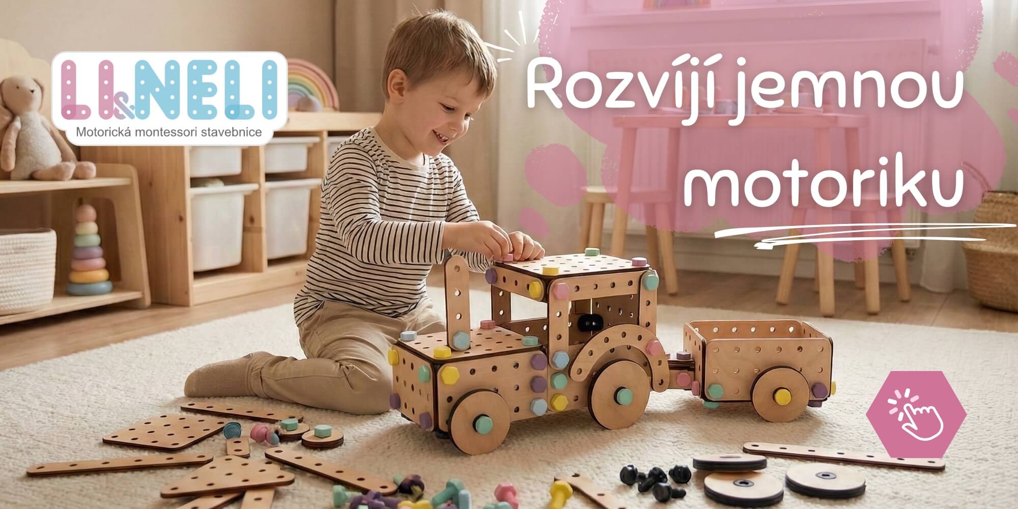 Stavebnice Li&Neli zabaví děti na dlouhé hodiny. Přitom budou rozvíjet motoriku, fantazii i trpělivost. Díky různorodým dílkům z kvalitních materiálů si můžou postavit téměř cokoliv, co je zrovna napadne.