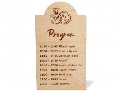 Svatební program dřevěná cedulka