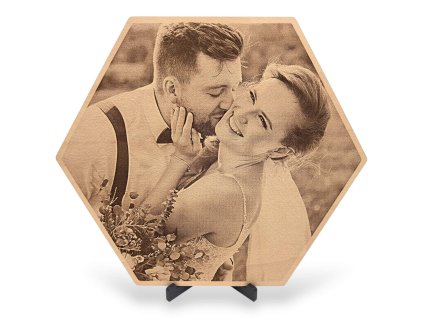 Fotka na dřevo hexagon 30 cm