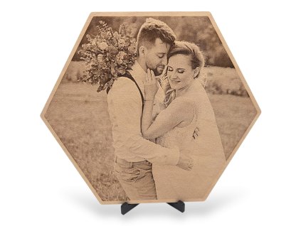 Fotka na dřevo hexagon 40 cm
