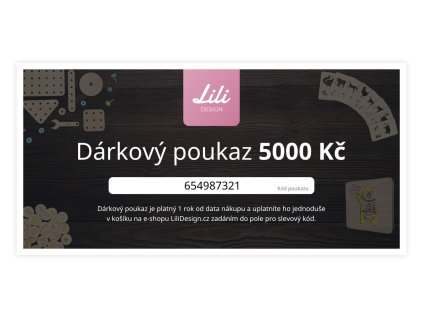 Dárkový poukaz od LiliDesign.cz na 5000 Kč