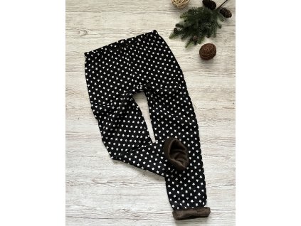 Černé zateplené bambusové legíny s malými hvězdičkami