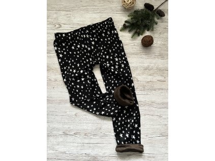 Černé bambusové zateplené legíny s většími hvězdičkami