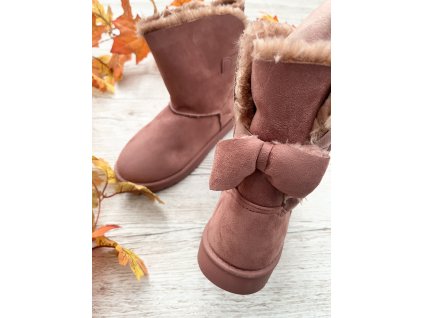 Dámské růžové boty/huculky s mašličkou Butik