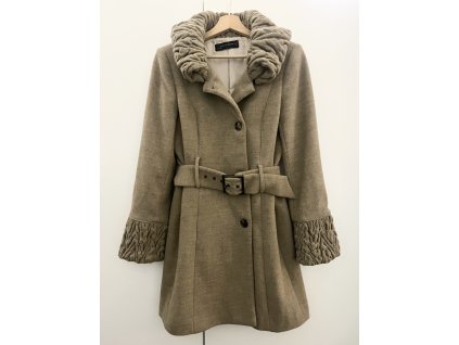 Dámský béžový kabát Zara s páskem