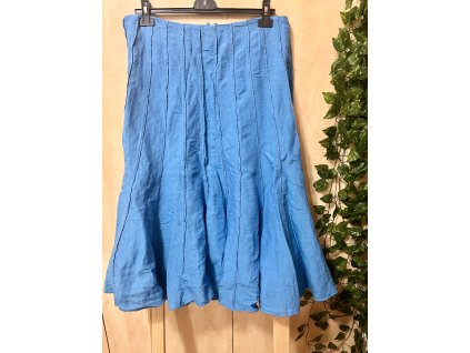 Lněná modrá midi sukně Marks & Spencer