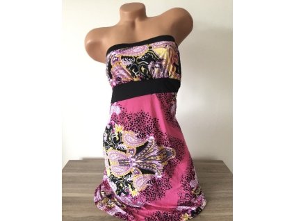 Vzorované pružné barevné šaty Butik