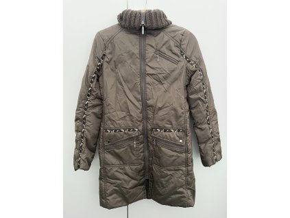 Dlouhá kabátková bunda s vlněným límcem Mango