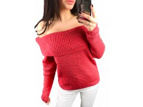 Červený dámský crop svetr s límcem Collar, velikost univerzální