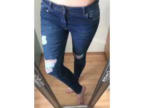 Dámské tmavě modré trhané skinny džíny, velikost S