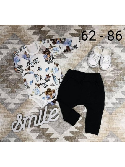 KOJENECKÝ KOMPLET - BODY, KALHOTY 21702 3D POTISK (Velikost 80, barva hnědá)