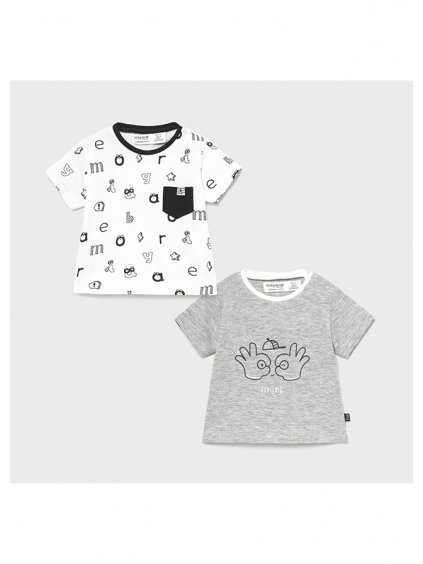 Dvě chlapecké trika Mayoral krátký rukáv, 1075 bílá, šedá