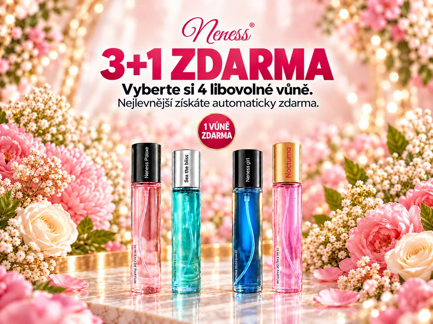 Akce 3+1 zdarma na vůně Neness