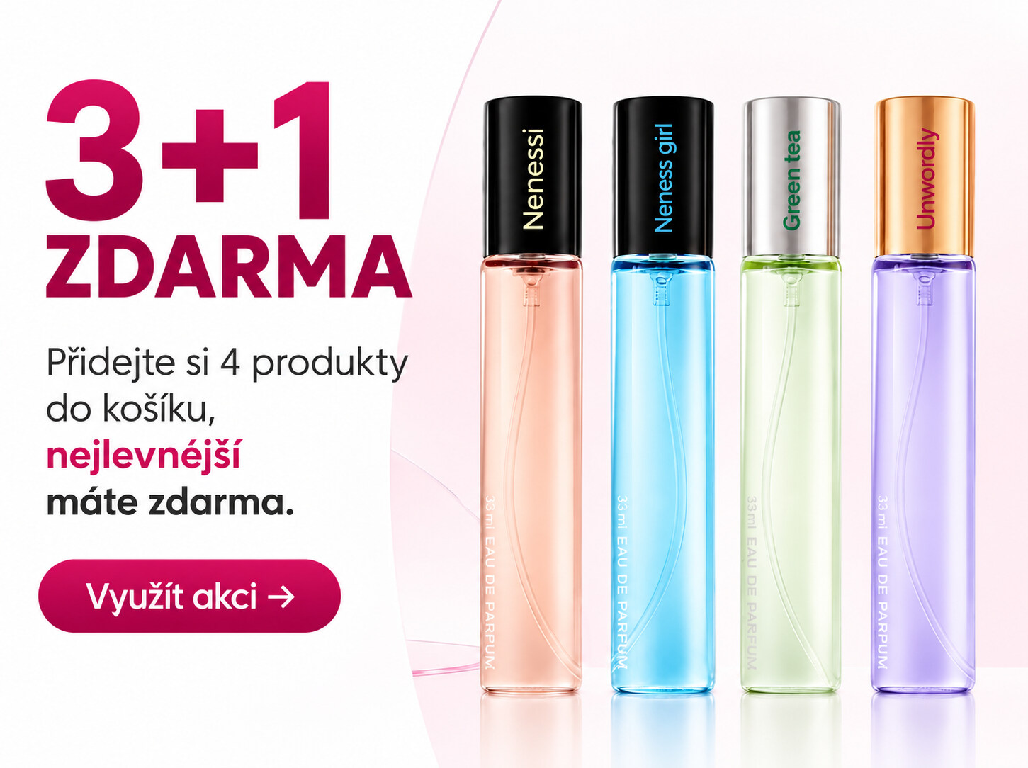 Akce 3+1 zdarma na parfémy Neness