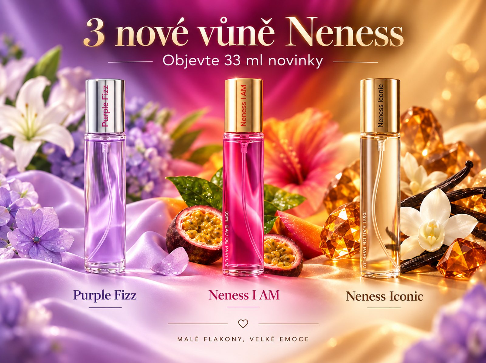 3 nové vůně Neness - Purple Fizz, Neness I AM a Neness Iconic