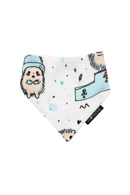 Lullalove Mušelinový šátek i bryndák Ježek Modrý