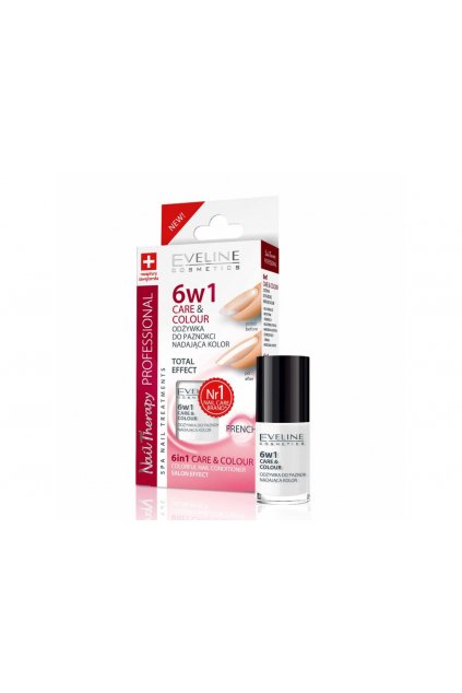 eveline cosmetics vyzivujici barevny lak na nehty 6 v 1 nail therapy odstin french