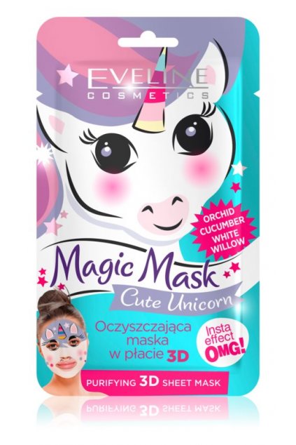 eveline cosmetics magic mask cute unicorn textilni 3d hloubkove cistici maska