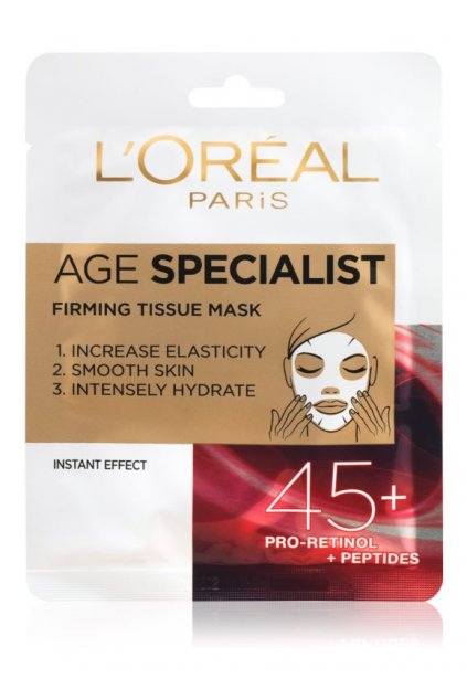 loreal paris age specialist 45 textilni maska pro okamzite zpevneni a vyhlazeni pleti