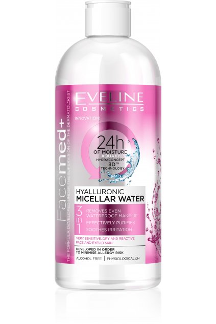 eveline cosmetics facemed hyaluronova micelarni voda 3 v 1
