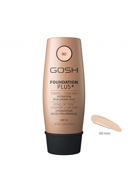 gosh foundation plus prirozene kryci hydratacni make up spf 15 odstin 002 ivory