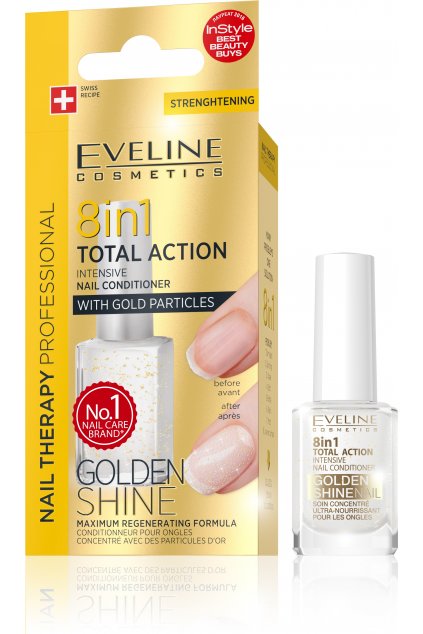 eveline cosmetics Spa Nail Total Gold 12ml kondicioner se zlatymi trpytkami