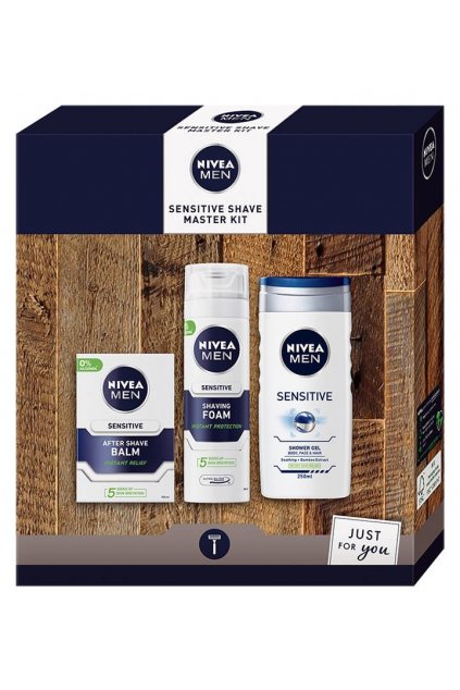 Nivea darkova sada Men Sensitive Shave Master Kit pena na holeni 200ml balzam po holeni 100ml sprchovy gel 50ml
