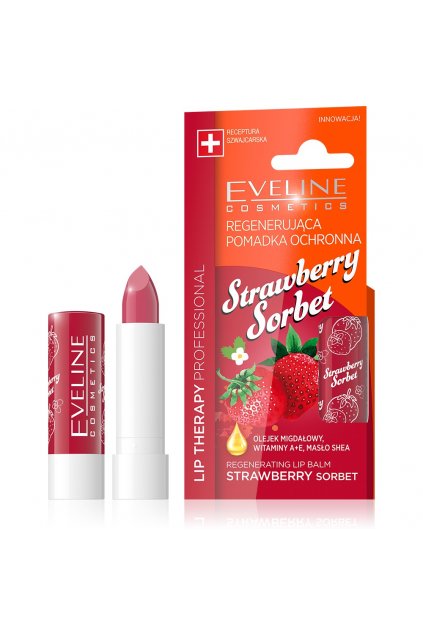 eveline cosmetics lip therapy ovocna vazelina na rty s ptichuti jahod
