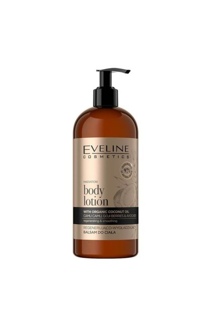 eveline cosmetics organic gold regenerating smoothing body lotion 500ml vegan 900x