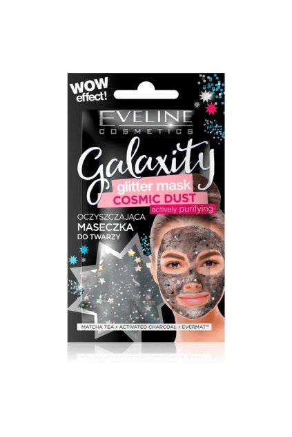 eveline cosmetics galaxity glitter mask cistici gelova maska se trpytkama 10 ml 1
