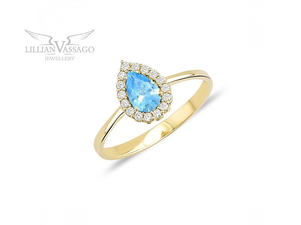 Zlatý prsten s modrým topazem a brilianty LLV11-SMR5639-01-BTZ