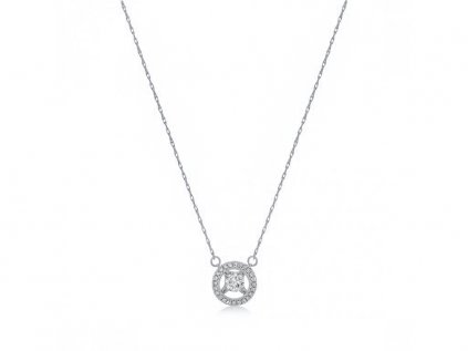 Zdobený náhrdelník v bílém zlatě s diamanty LLV59-DN025W