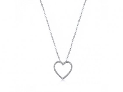 Zdobený náhrdelník v bílém zlatě s diamanty, srdce LLV59-DN028W