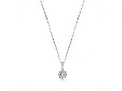 Zdobený náhrdelník z bílého zlata s diamanty LLV59-DN032W