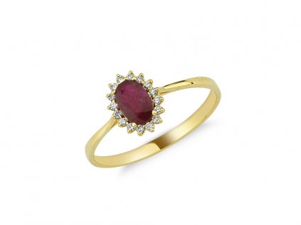 Zlatý prsten s rubínem a brilianty LLV11-SMR5647-01-RUB