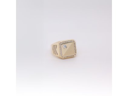 Exkluzívny zlatý prsteň zdobený zirkónmi LLV01-GR002 (Veľkosť prsteňa Väčšia veľkosť - na dotaz)
