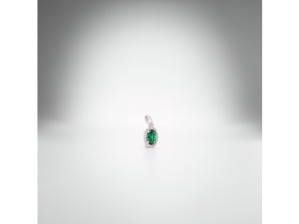 Prívesok s farebným a čírymi zirkónmi, biele zlato LLV66-SGP007WOS