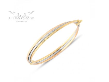 Elegantný pevný náramok z kombinovaného zlata s gravírovaním LLV06-GB115