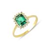Zlatý prsteň se syntetickým smaragdom LLV22-GR042YE