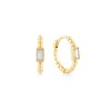 Krúžkové zlaté náušnice zdobené žiarivým zirkónom 1,4 cm LLV06-GER354