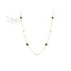 Zlatý náhrdelník so štvorlístkami, so zeleným smaltom a guličkami LLV06-GN143