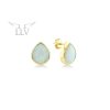 Zlaté kôstkové náušnice s opálom kvapôčky LLV01-WOYEG008