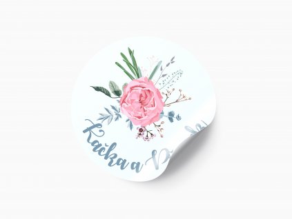 Svatební nálepka růžová růže