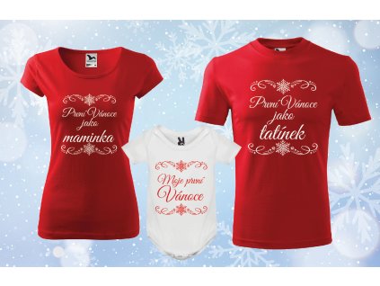 sada prvni vanoce nove tricka cervena