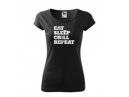 Dámské tričko eat sleep grill repeat (2)
