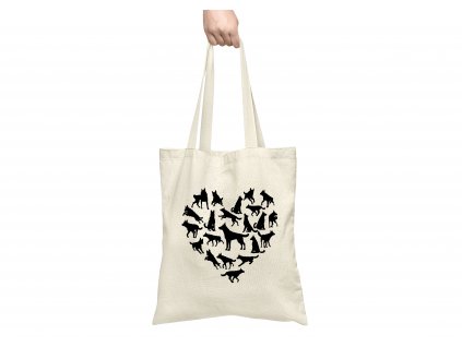 Bavlněná taška s pejsky v srdci