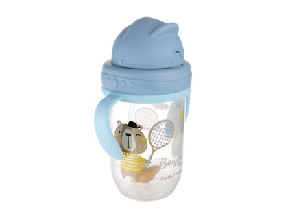 Canpol babies netečúci hrnček so slamkou so závažím 270ml 6m+ BONJOUR PARIS modrý